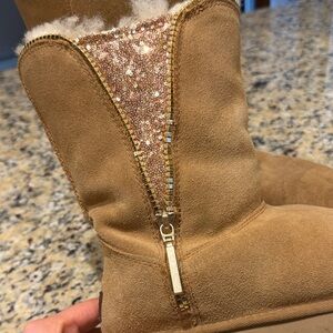 UGG Chestnut Suede Boots with Shearling